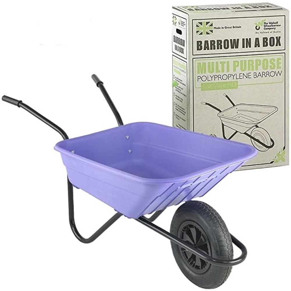 Walsall Shire Lilac Polypropolene 90l Pneu Wheelbarrow TJOMAHONY
