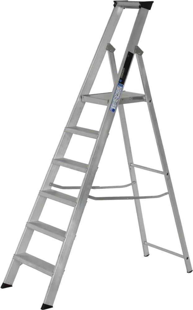Aluminium steps with shop platform