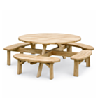 Round 8 Seater Wooden Picnic Table – Heavy Duty Garden Bench with Seating