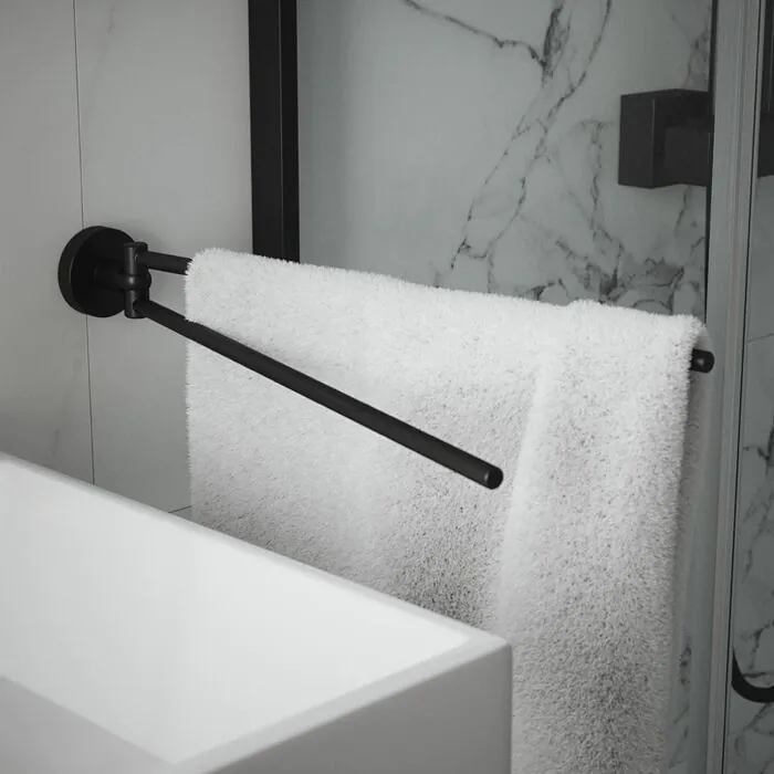 Haceka Kosmos Towel Rail Double Swing 46cm Black TJOMAHON